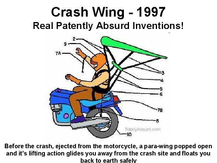 Crash Wing - 1997 Real Patently Absurd Inventions! Before the crash, ejected from the