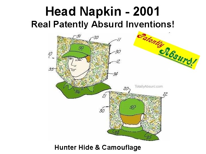 Head Napkin - 2001 Real Patently Absurd Inventions! Hunter Hide & Camouflage 