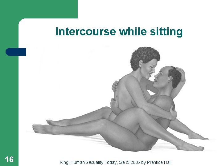 Intercourse while sitting 16 King, Human Sexuality Today, 5/e © 2005 by Prentice Hall