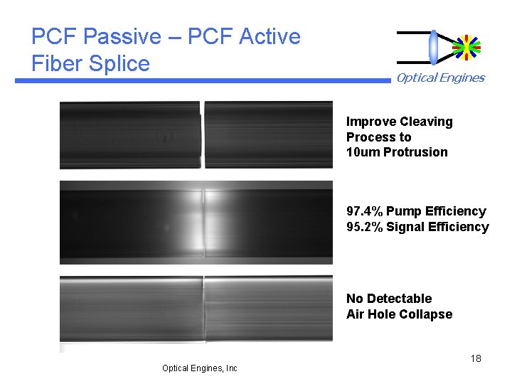 PCF Passive – PCF Active Fiber Splice Optical Engines Improve Cleaving Process to 10