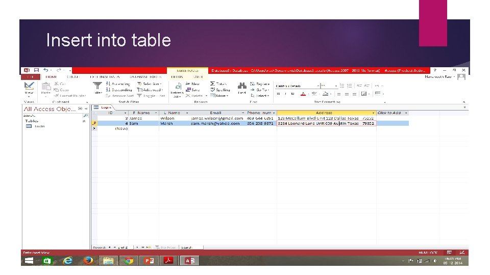 Insert into table Insert into table