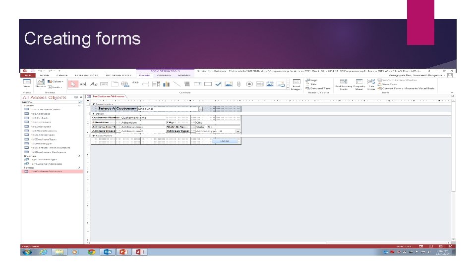 Creating forms Creating forms