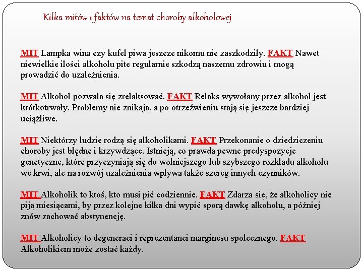 Kilka mitów i faktów na temat choroby alkoholowej MIT Lampka wina czy kufel piwa