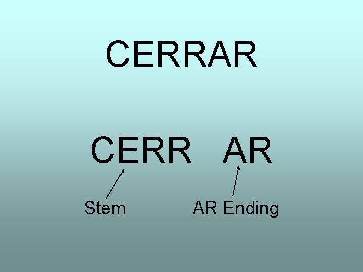 CERRAR CERR AR Stem AR Ending 