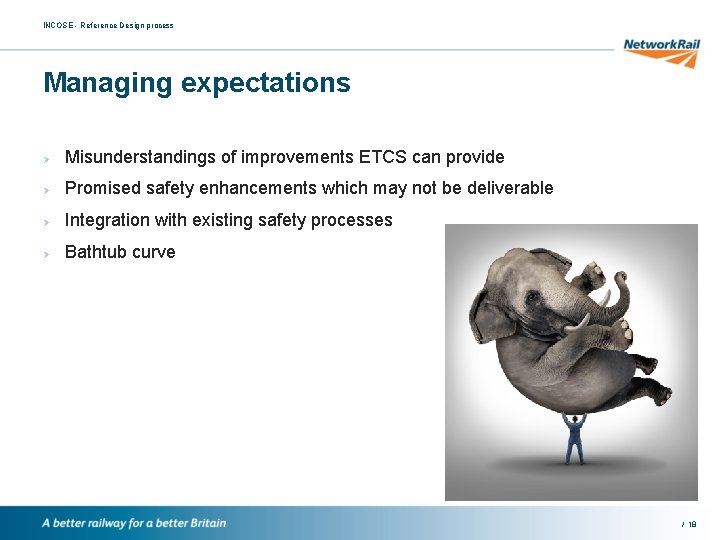 INCOSE - Reference Design process Managing expectations Ø Misunderstandings of improvements ETCS can provide