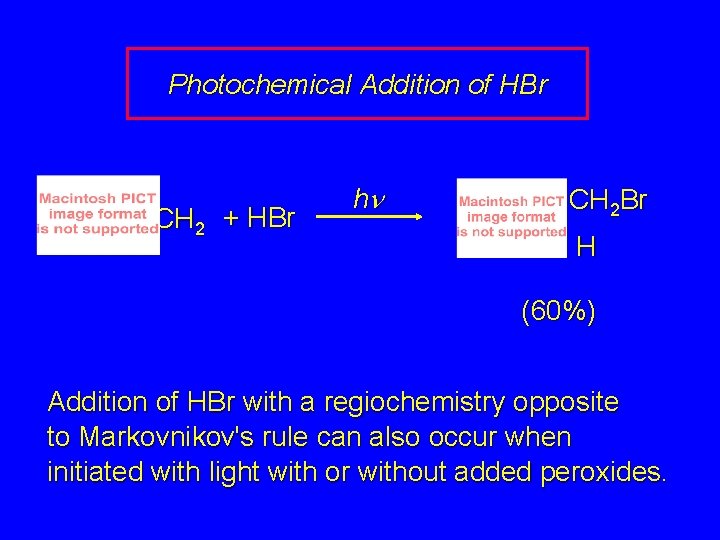 Photochemical Addition of HBr CH 2 + HBr hn CH 2 Br H (60%)