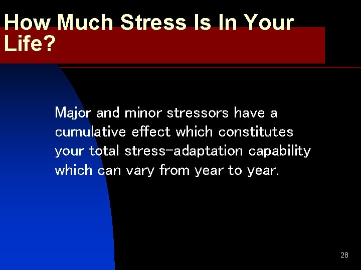 How Much Stress Is In Your Life? Major and minor stressors have a cumulative
