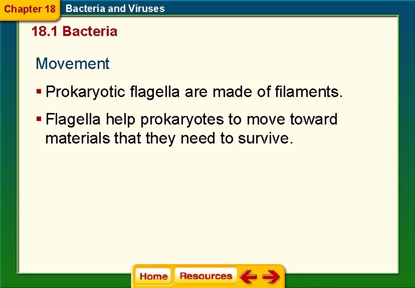 Chapter 18 Bacteria and Viruses 18. 1 Bacteria Movement § Prokaryotic flagella are made