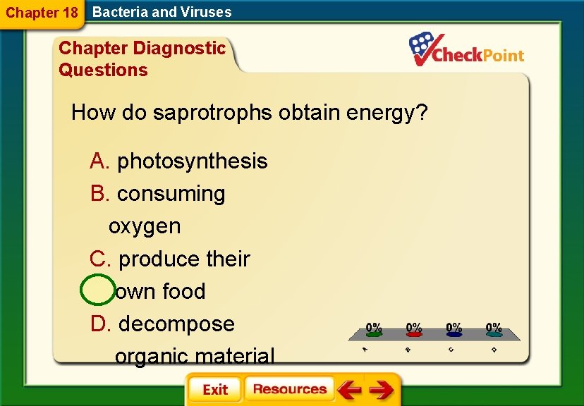 Chapter 18 Bacteria and Viruses Chapter Diagnostic Questions How do saprotrophs obtain energy? A.