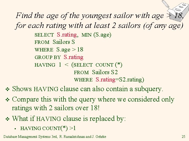 Find the age of the youngest sailor with age > 18, for each rating