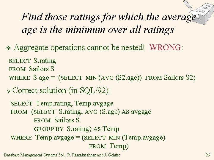 Find those ratings for which the average is the minimum over all ratings v