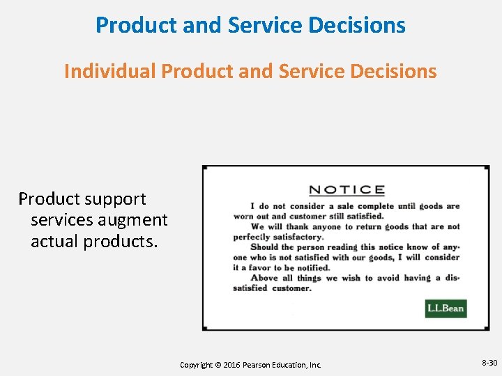 Product and Service Decisions Individual Product and Service Decisions Product support services augment actual Product and Service Decisions Individual Product and Service Decisions Product support services augment actual