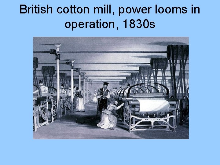 British cotton mill, power looms in operation, 1830 s 