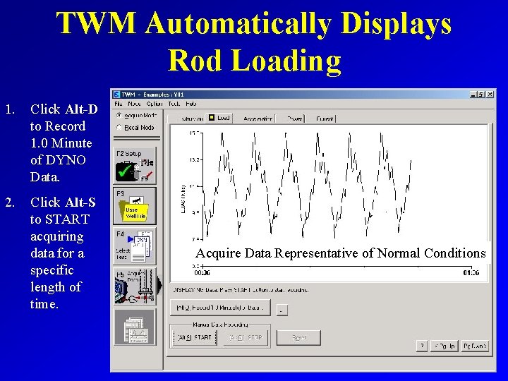 TWM Automatically Displays Rod Loading 1. Click Alt-D to Record 1. 0 Minute of