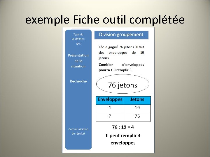 exemple Fiche outil complétée 