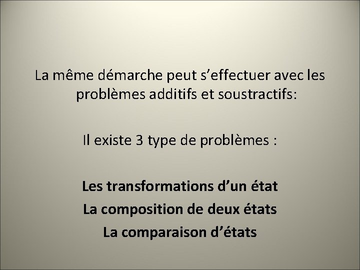 La même démarche peut s’effectuer avec les problèmes additifs et soustractifs: Il existe 3