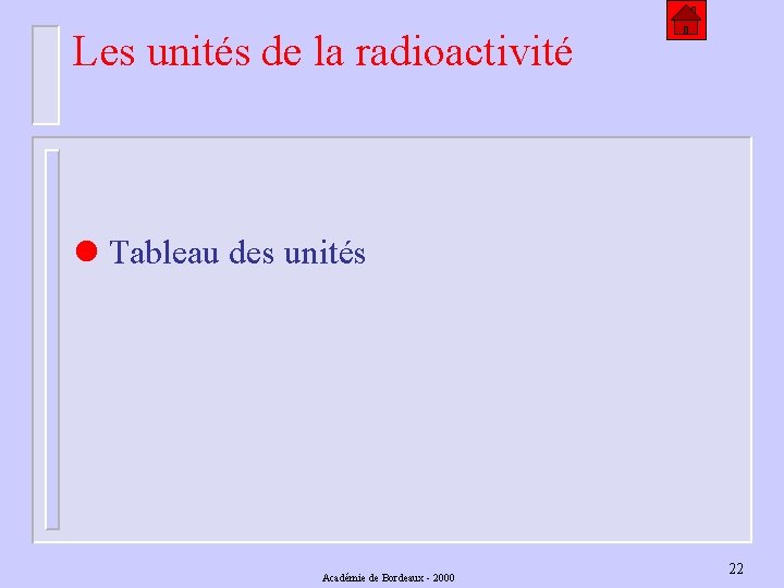 Les unités de la radioactivité l Tableau des unités Académie de Bordeaux - 2000