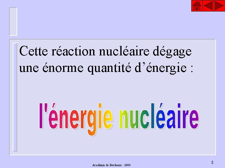 Cette réaction nucléaire dégage une énorme quantité d’énergie : Académie de Bordeaux - 2000