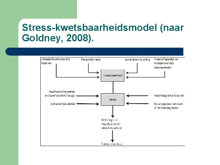 Stress-kwetsbaarheidsmodel (naar Goldney, 2008). 