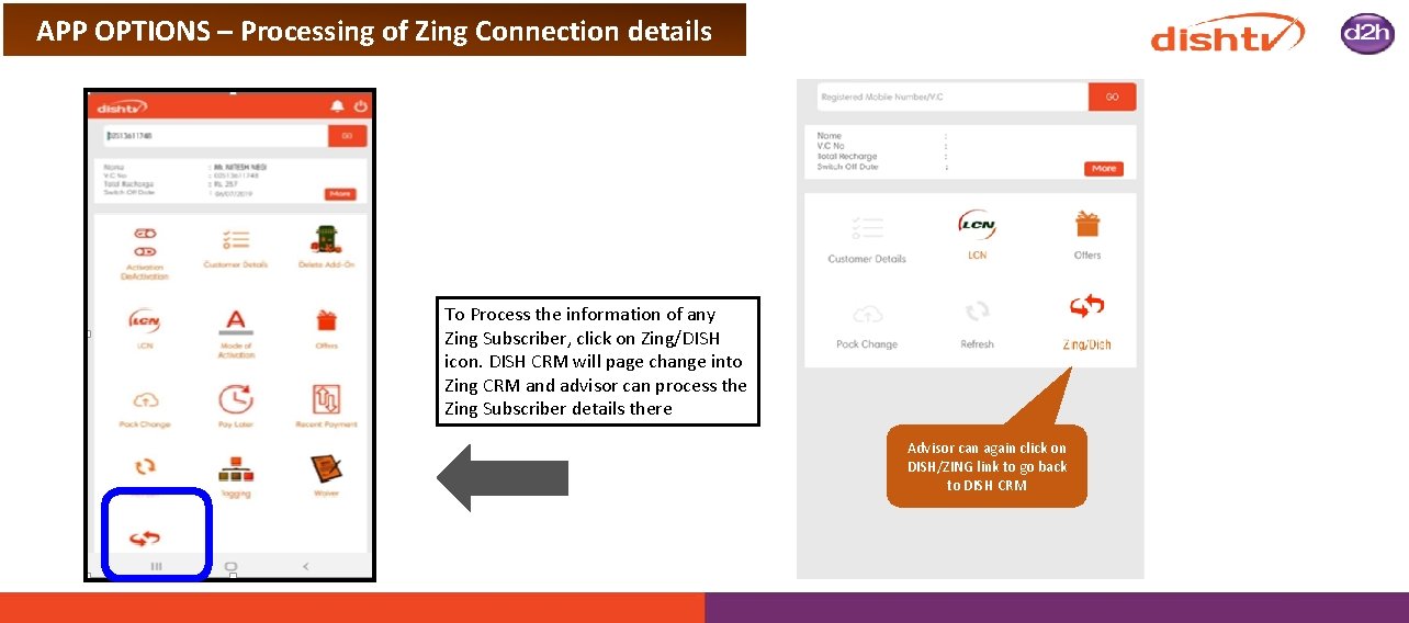 APP OPTIONS – Processing of Zing Connection details To Process the information of any