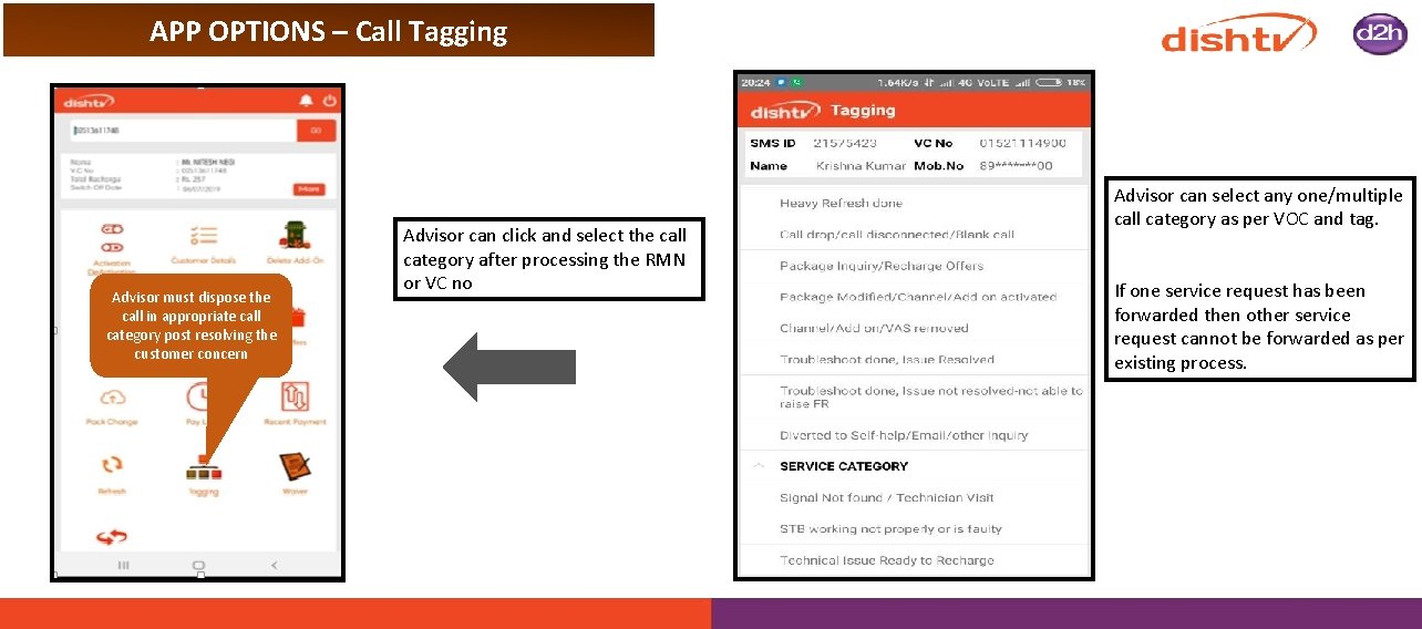 APP OPTIONS – Call Tagging Advisor must dispose the call in appropriate call category