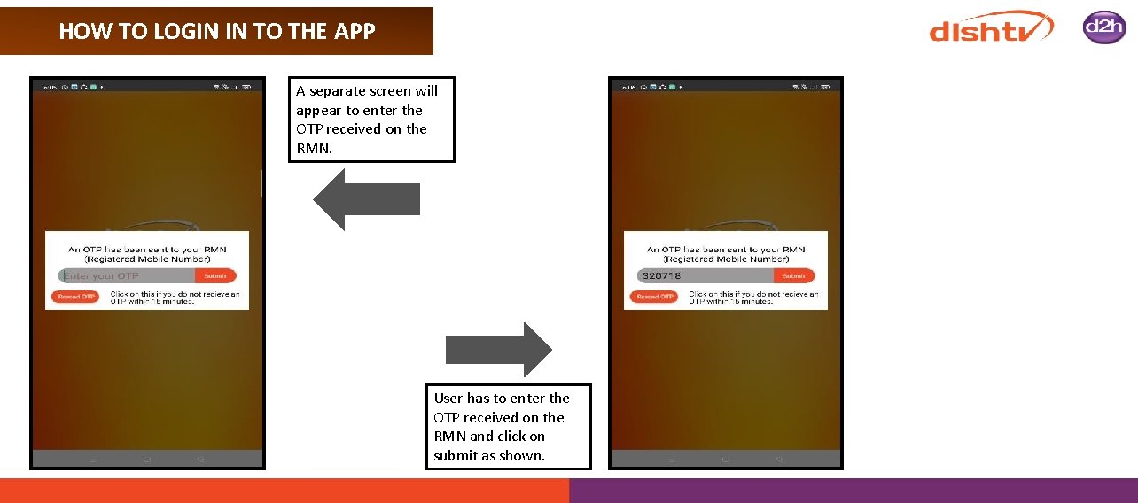HOW TO LOGIN IN TO THE APP A separate screen will appear to enter