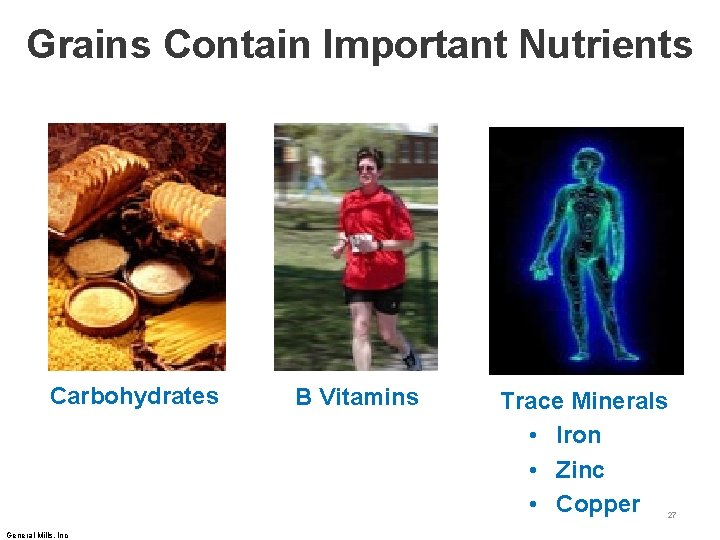Grains Contain Important Nutrients Carbohydrates B Vitamins Trace Minerals • Iron • Zinc •