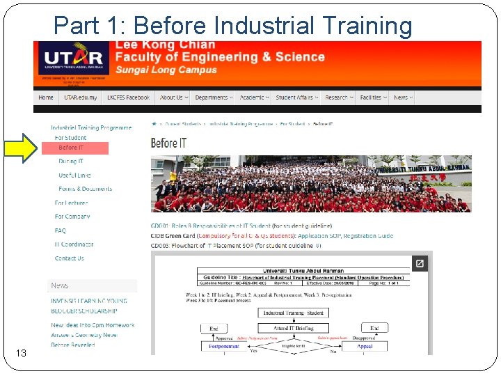 Part 1: Before Industrial Training 13 