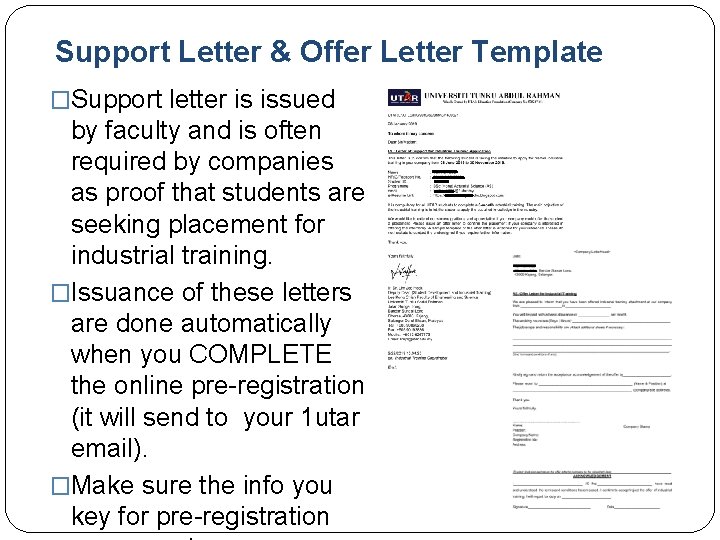 Support Letter & Offer Letter Template �Support letter is issued by faculty and is