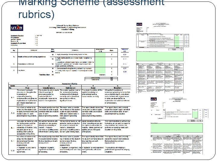 Marking Scheme (assessment rubrics) 