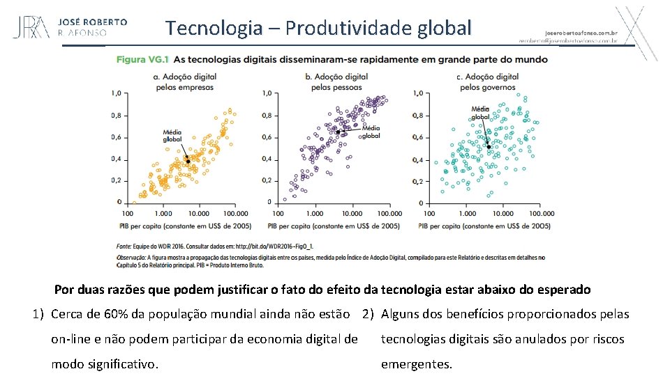 Tecnologia – Produtividade global Por duas razões que podem justificar o fato do efeito