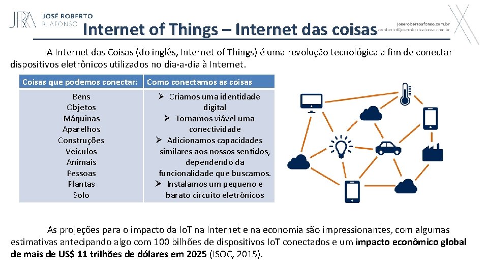 Internet of Things – Internet das coisas A Internet das Coisas (do inglês, Internet