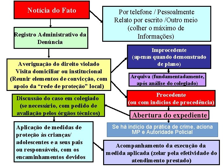 Notícia do Fato Por telefone / Pessoalmente Relato por escrito /Outro meio (colher o