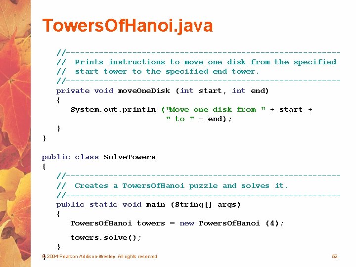 Towers. Of. Hanoi. java //-----------------------------// Prints instructions to move one disk from the specified