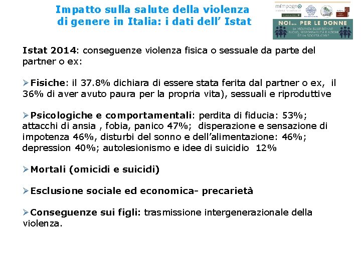 Impatto sulla salute della violenza di genere in Italia: i dati dell’ Istat 2014: