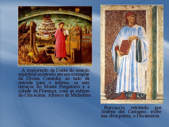 A exploração de Dante do mundo espiritual mostrado em um exemplar da Divina Comédia: