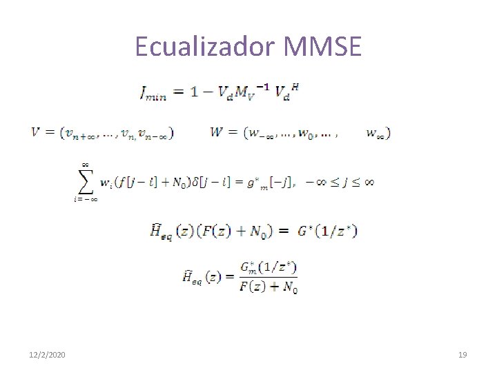 Ecualizador MMSE 12/2/2020 19 