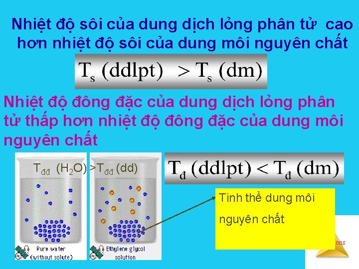 Nhiệt độ sôi của dung dịch lỏng phân tử cao hơn nhiệt độ sôi