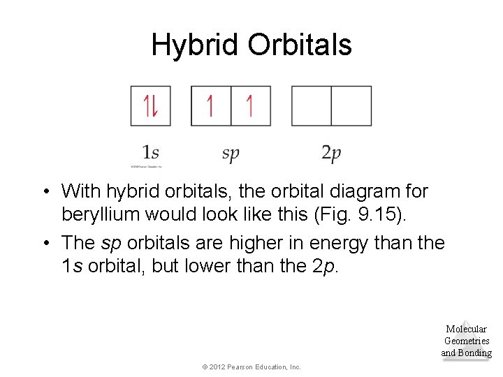 Hybrid Orbitals • With hybrid orbitals, the orbital diagram for beryllium would look like