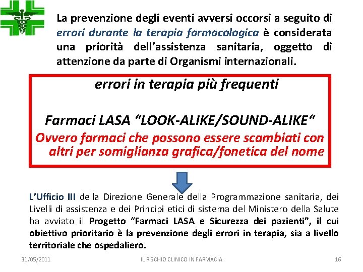 La prevenzione degli eventi avversi occorsi a seguito di errori durante la terapia farmacologica