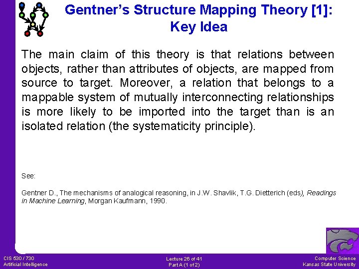 Gentner’s Structure Mapping Theory [1]: Key Idea The main claim of this theory is
