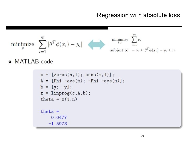 Regression with absolute loss 36 