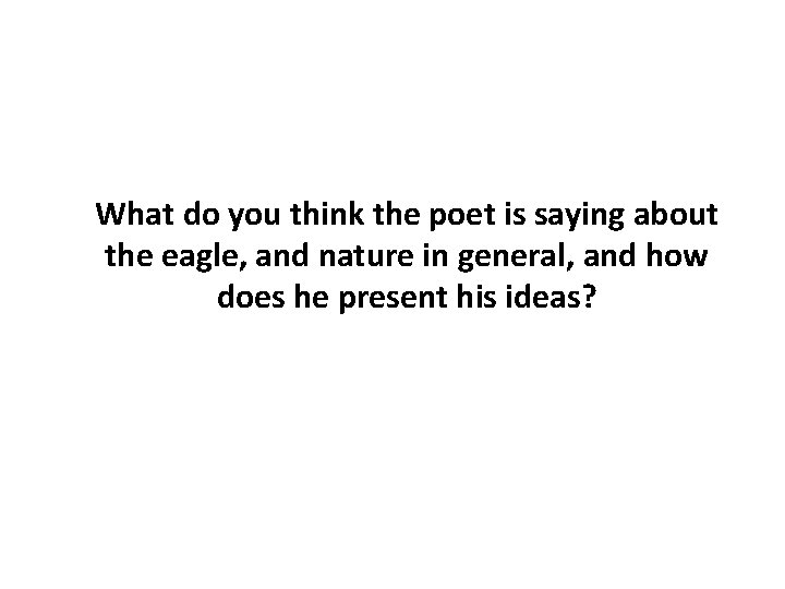 What do you think the poet is saying about the eagle, and nature in