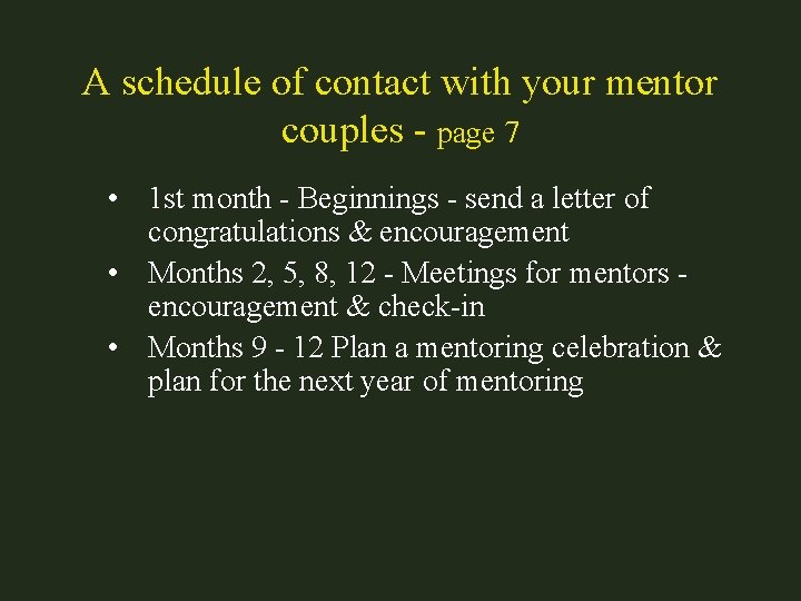 A schedule of contact with your mentor couples - page 7 • 1 st