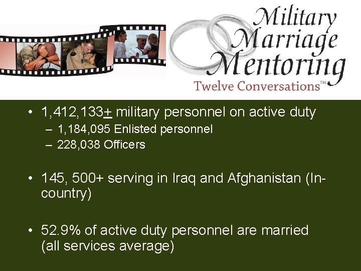  • 1, 412, 133+ military personnel on active duty – 1, 184, 095