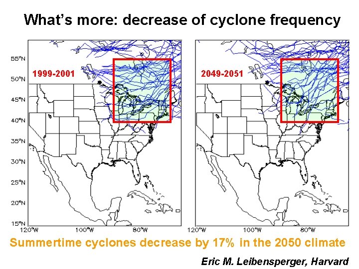 What’s more: decrease of cyclone frequency 1999 -2001 2049 -2051 Summertime cyclones decrease by