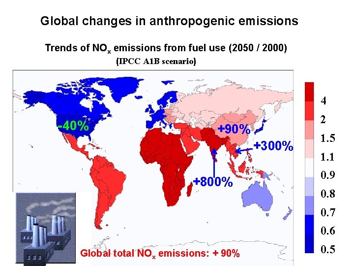 Global changes in anthropogenic emissions Trends of NOx emissions from fuel use (2050 /