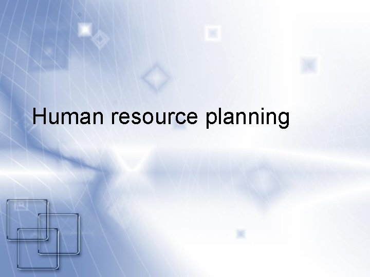 Human resource planning 