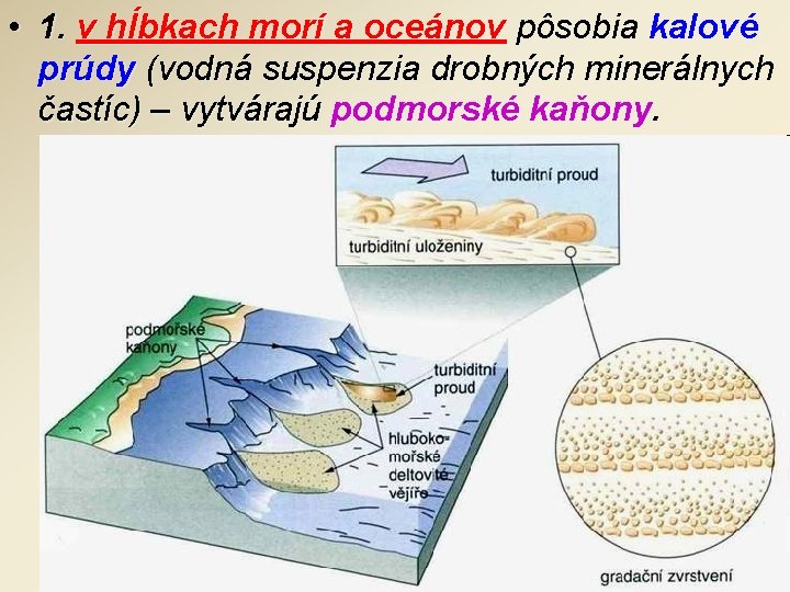  • 1. v hĺbkach morí a oceánov pôsobia kalové prúdy (vodná suspenzia drobných