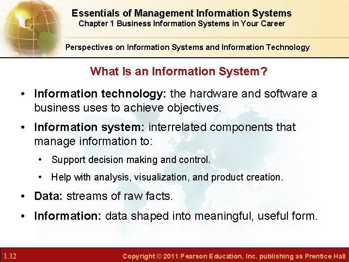 Essentials of Management Information Systems Chapter 1 Business Information Systems in Your Career Perspectives